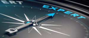 Compass with needle pointing the word expert, concept image to illustrate business consulting and advisory.